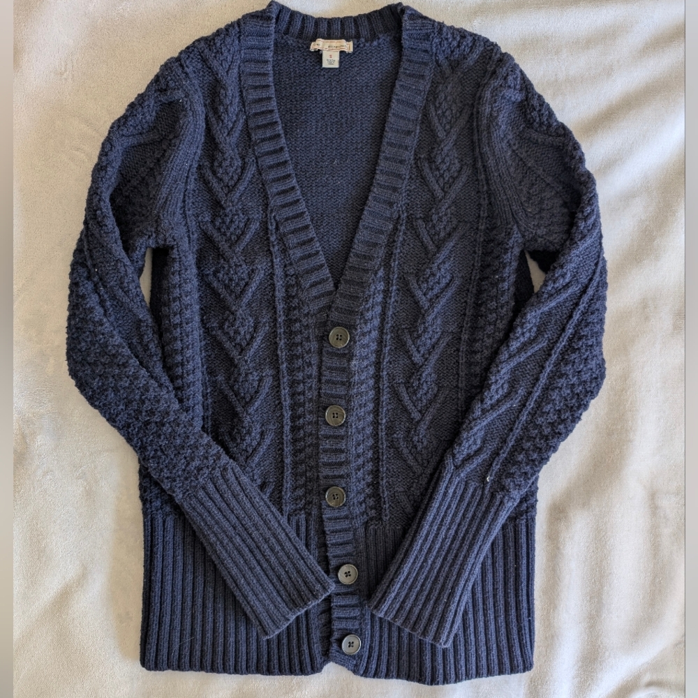 GAP Men's Deep Blue Cable Knit Cardigan